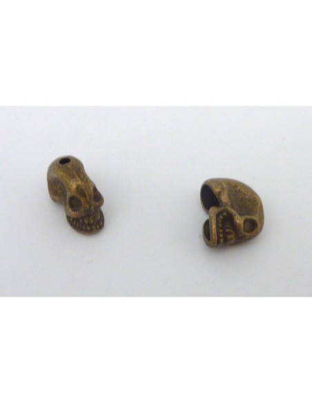 R-2 perles, embout, cache nœud, tête de mort en métal de couleur bronze 8,7mm
