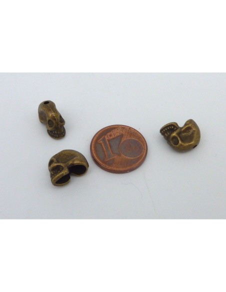 R-2 perles, embout, cache nœud, tête de mort en métal de couleur bronze 8,7mm