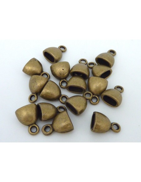 Lot de 4 Embouts pour cordon 7mm x 4mm, cache nœud métal couleur bronze