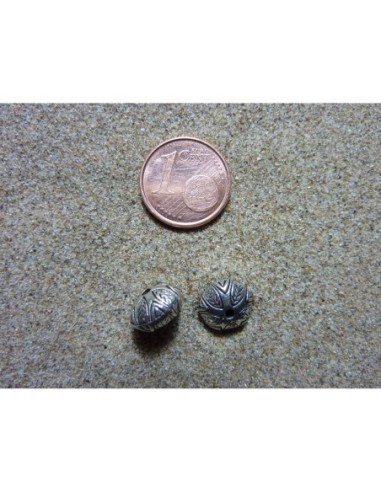 R-Perle ronde aplatie, toupie motif feuille en...