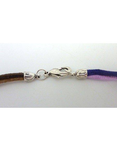 R-Fermoir mousqueton avec embout rond gravé pour fil cordon de 3,5mm