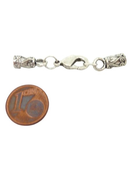 Fermoir style ethnique en métal argenté gravé