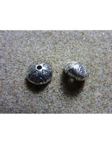 R-Perle ronde aplatie, toupie motif feuille en...