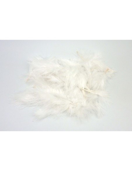 R-Sachet d'environ 30 plumes de décoration teintées blanc 5-10cm