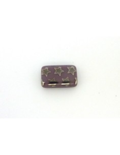 perle rectangulaire en verre motif étoile argenté et fond mauve 2