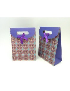 Pochette Cadeaux Fleur Fresque violet, grenat Nœud violet 2