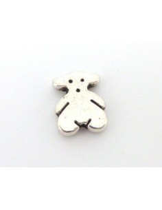 Perle ourson en métal argenté 11,3mm