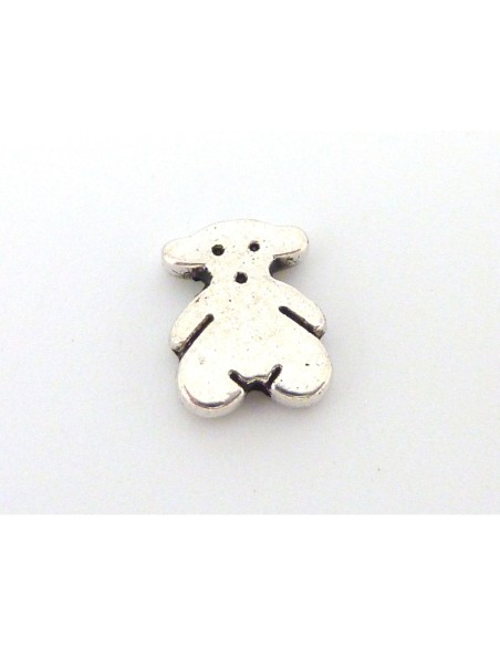 Perle ourson en métal argenté 11,3mm