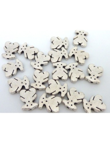 Perle ourson en métal argenté 11,3mm