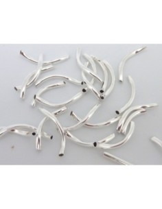 Perles tube spirale en métal argenté brillant lisse