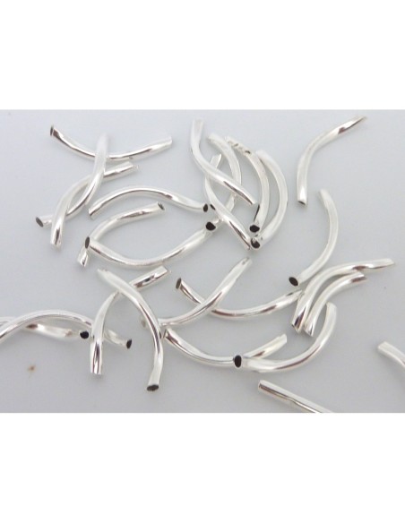Perles tube spirale en métal argenté brillant lisse 