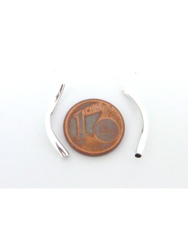 Perles tube spirale en métal argenté brillant lisse 