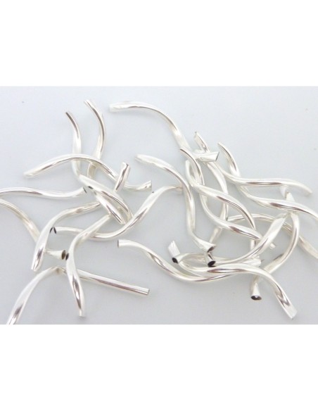 Perles spirale en métal argenté brillant lisse 28-30mm
