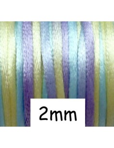 Ficelle chinoise 2mm dégradé parme, jaune, bleu