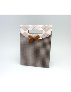 ?-Pochette Cadeaux gris noir Nœud marron style jacquard