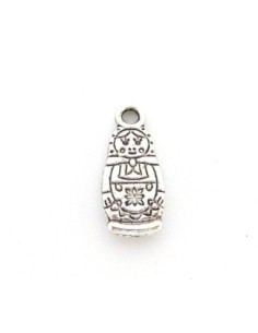 Lot de 10 breloques, pendentifs, poupée russe "Matriochka" en métal argenté 17,4mm