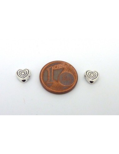 10 Perles connecteur petit coeur en métal argenté 5,9mm