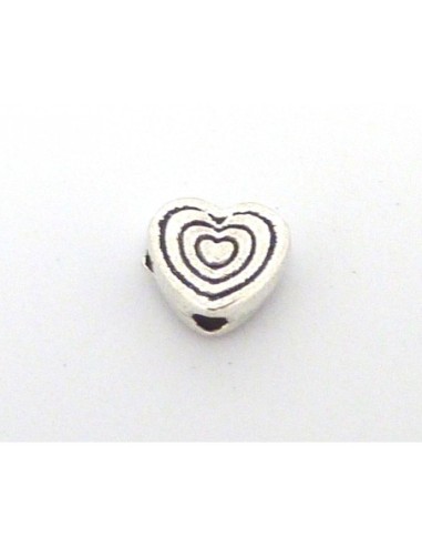 10 Perles connecteur petit coeur en métal argenté 5,9mm