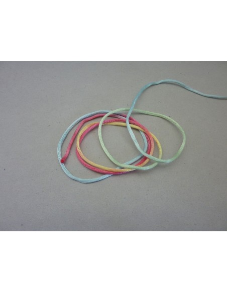 Cordon queue de rat 2mm multicolore jaune pâle, bleu ciel