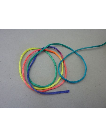 Cordon queue de rat 2mm fluo multicolore arc en ciel