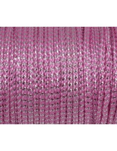 Cordon polyester tressé rose et argenté 1,5mm 2