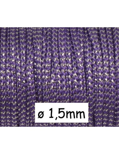 Cordon polyester tressé violet et argenté 1,5mm