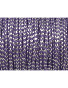 Cordon polyester tressé violet et argenté 1,5mm 2