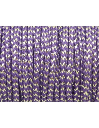 Cordon tressé violet et argenté 1,5mm pas cher