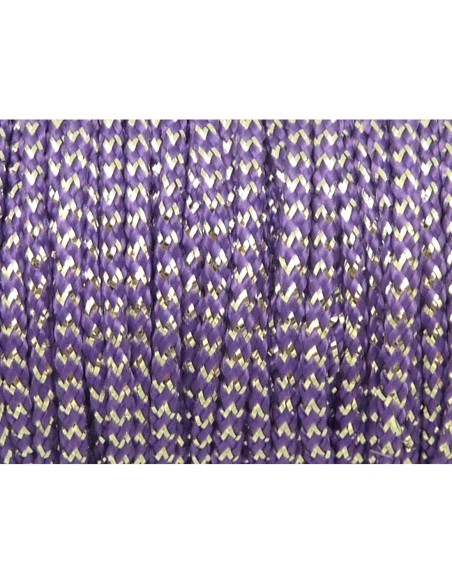 Cordon tressé violet et argenté 1,5mm pas cher