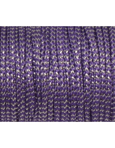 Cordon 1,5mm violet et argenté