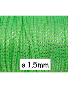 Cordon polyester tressé vert vif et argenté 1,5mm