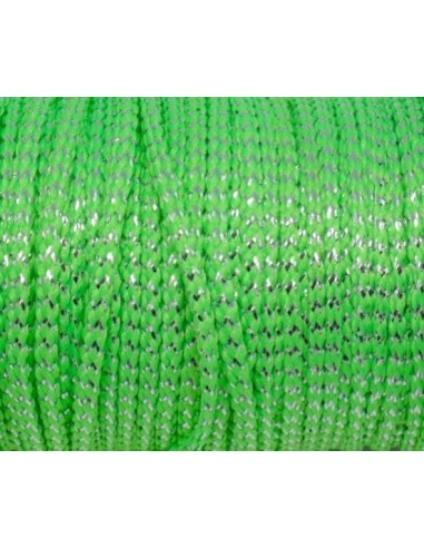 Fil polyester tressé vert vif et argenté 1,5mm