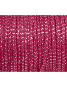 Cordon polyester tressé rose fuchsia et argenté 1,5mm 2