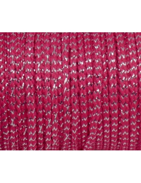 Cordon tressé fuchsia et argenté 1,5mm pas cher