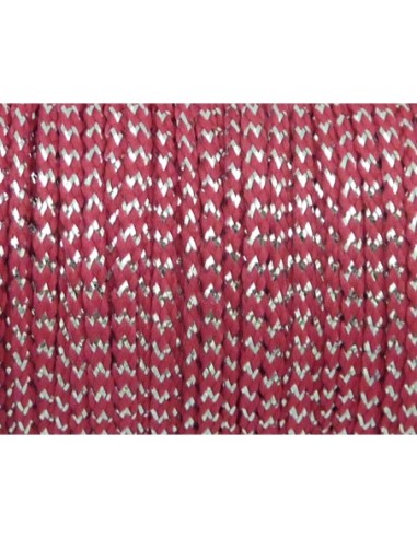 Fil polyester tressé rose fuchsia et argenté 1,5mm