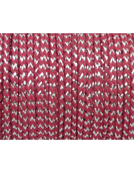 Fil polyester tressé rose fuchsia et argenté 1,5mm