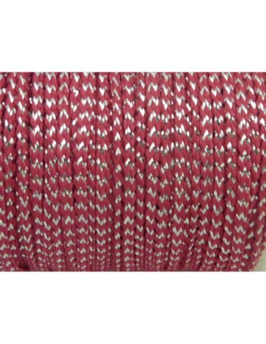 Fil polyester 1,5mm rose et argenté