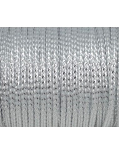 Cordon tressé blanc et argenté 1,5mm pas cher