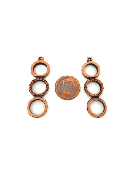 R-Pendentif 3 ronds en métal cuivré 41,2mm