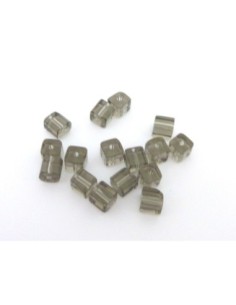 Perle cube en verre gris transparent 2