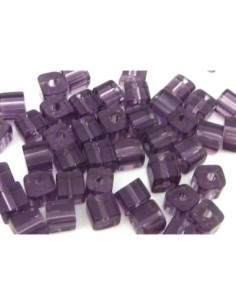 Perle cube de couleur violet en verre 2