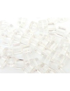 Perle en verre transparent en forme de cube