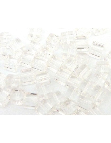 Perle en verre transparent en forme de cube