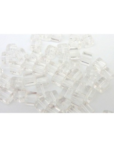 Perle carré en verre transparent