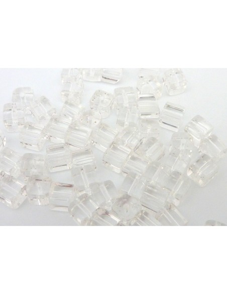 Perle carré en verre transparent