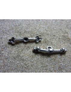 Barre fleur pour fermoir en acrylique argenté vieilli 24mm