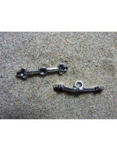 Barre fleur pour fermoir en acrylique argenté vieilli 24mm 2