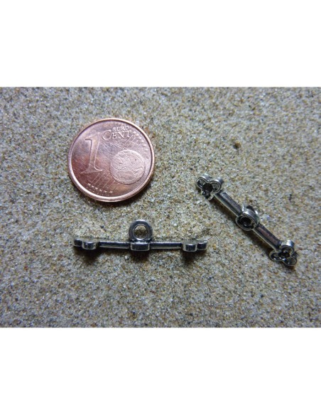 Barre fleur pour fermoir en acrylique argenté vieilli 24mm