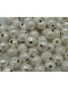 Perles brillantes 6mm en métal léger argenté texturé, brossé 2