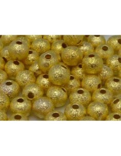 10 Perles brillantes en métal doré texturé 5mm